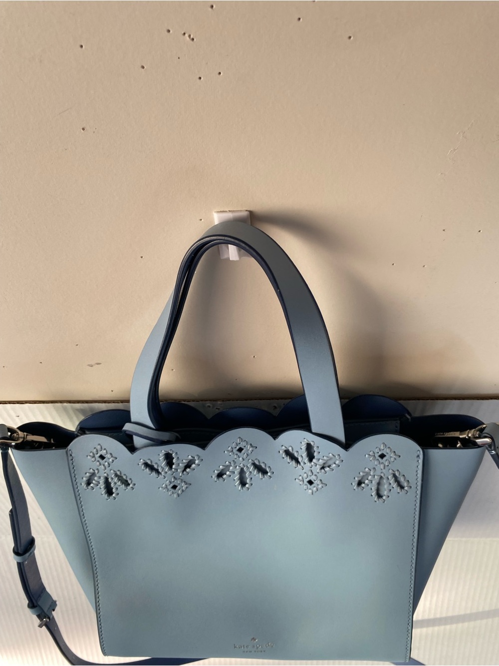 KATE SPADE Magnolia Street Eyelet Mini Mina Leather Satchel Blue Dawn - Picture 11 of 16